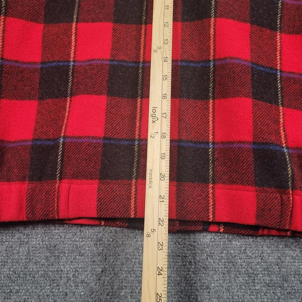 Pendleton Wool Buffalo Plaid Jacket Women's M Red Black Tartan Crop Made‎ USA